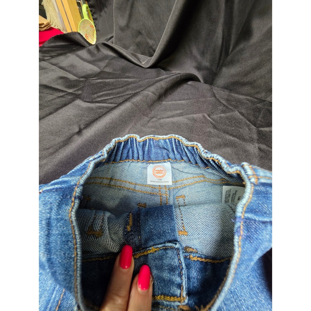Wonder Nation Baby Girls Wide Leg Denim Jeans 12M Medium Wash Blue NWT - Picture 4 of 6